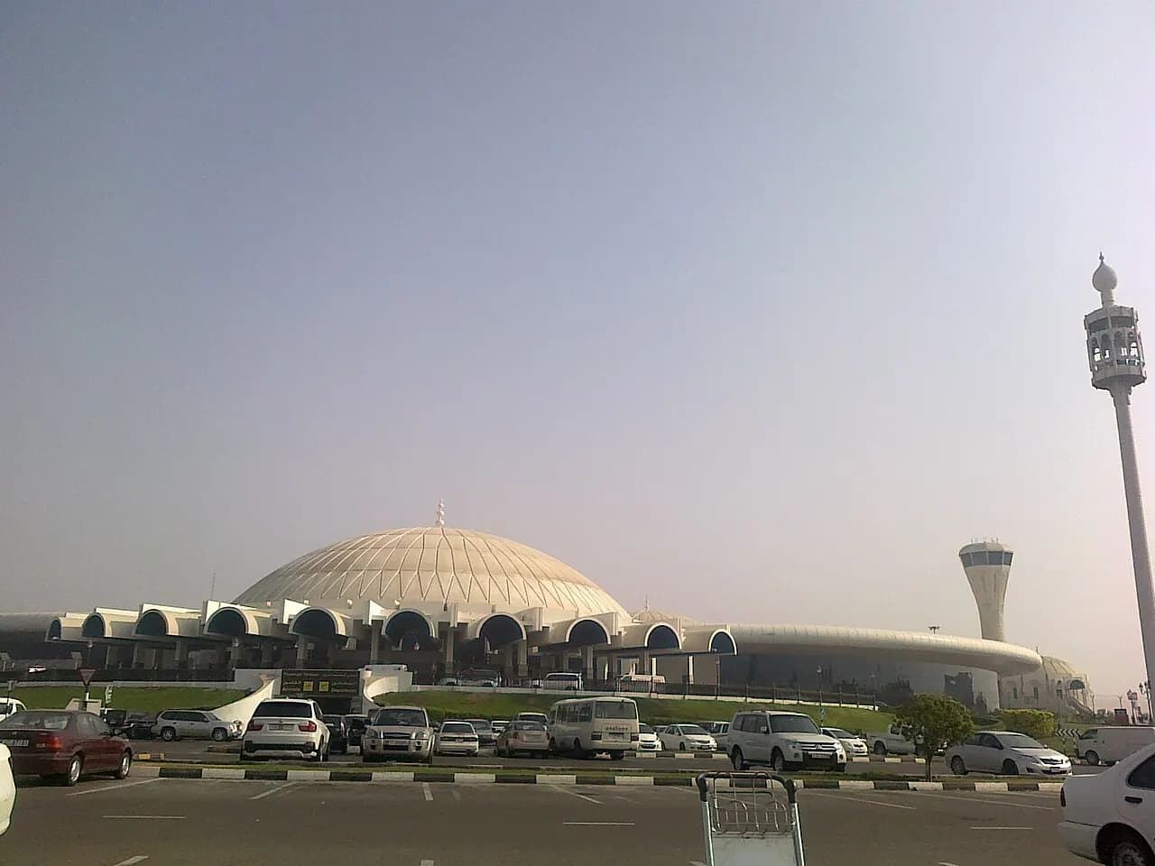 Domed passenger terminal of Sharjah International Airport, next to SAIF Zone