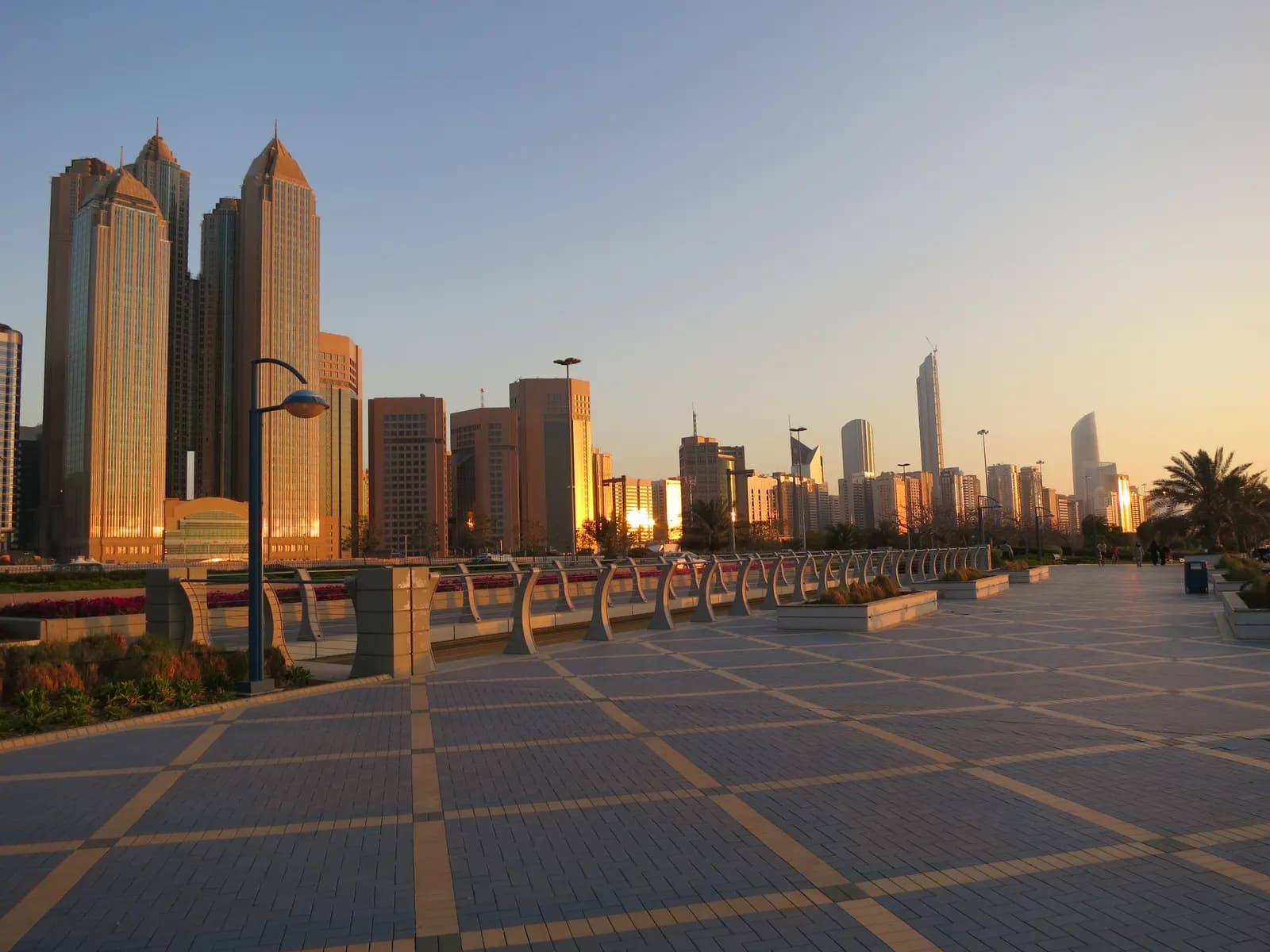 Abu Dhabi skyline seen from Corniche Road