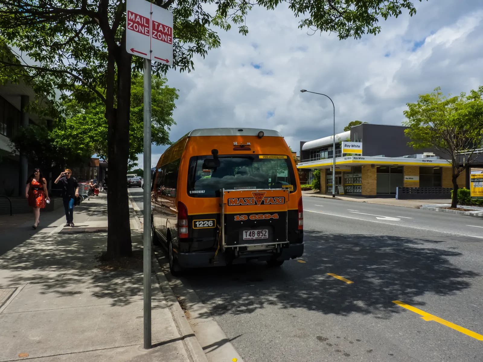 Wheelchair-accessible taxi waiting at a suburban taxi rank in Lutwyche, Brisbane