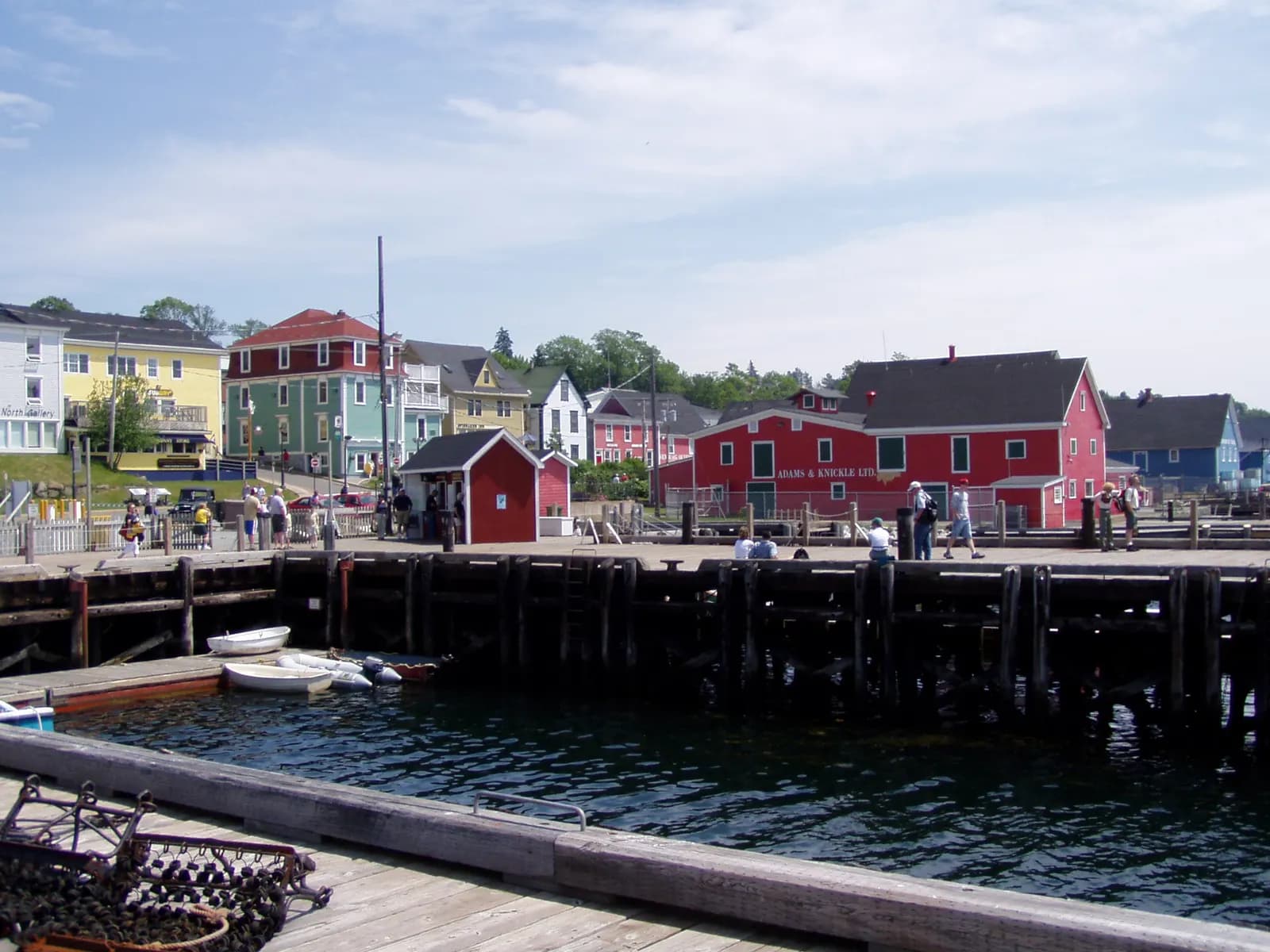 Brightly painted houses and wharves on the Lunenburg waterfront, Nova Scotia