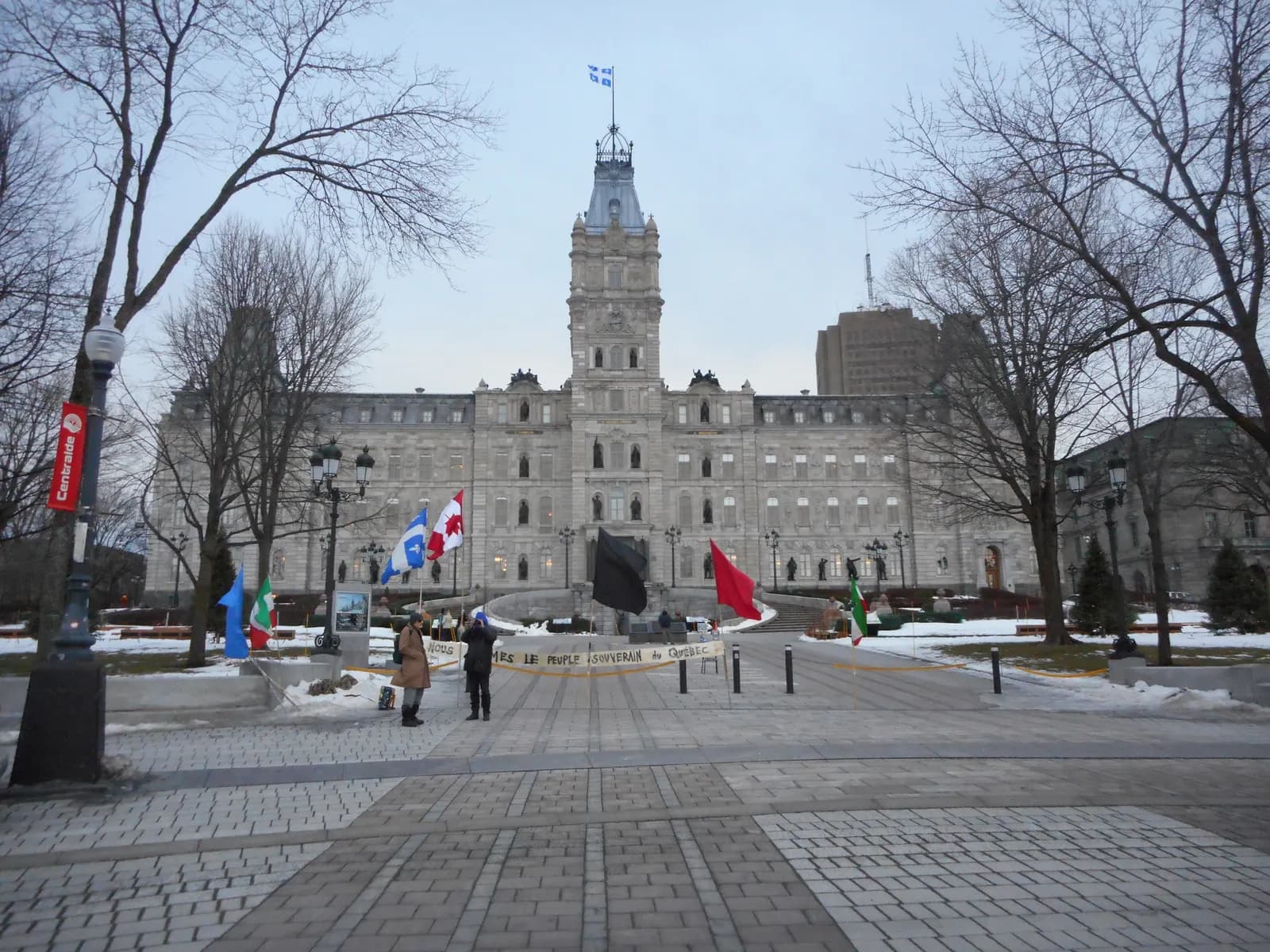 Facade of the Hôtel du Parlement, seat of Quebec's National Assembly, in Quebec City in winter