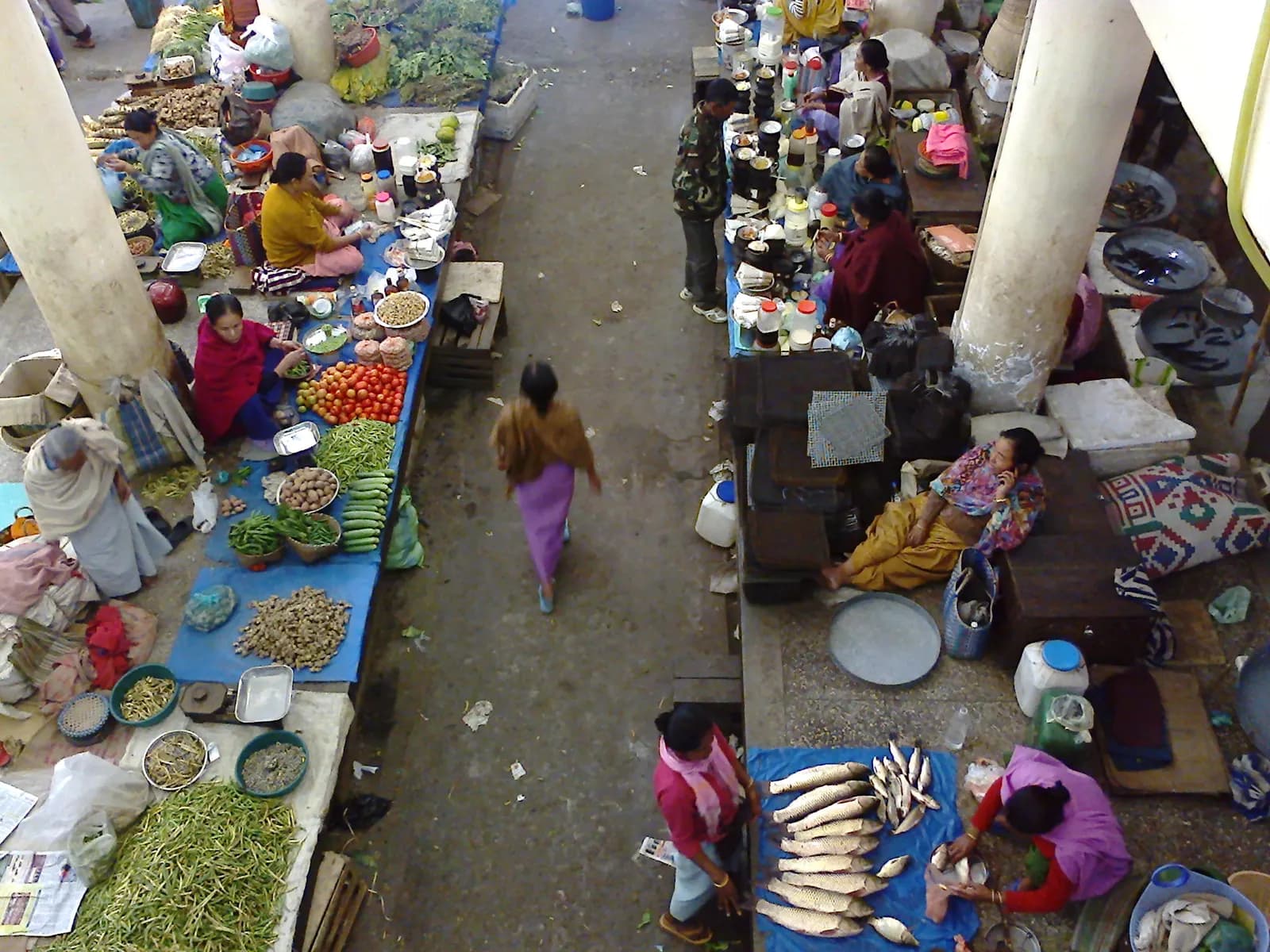 Stalls run by women traders inside Ima Market in Imphal, Manipur