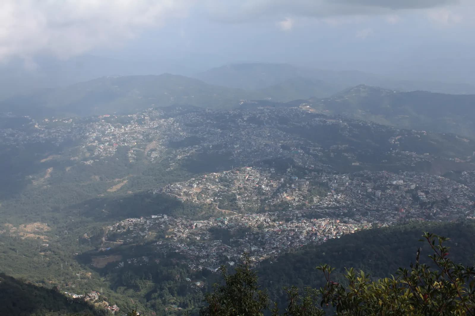 Top view of Kohima town spread across the ridges of the Naga Hills
