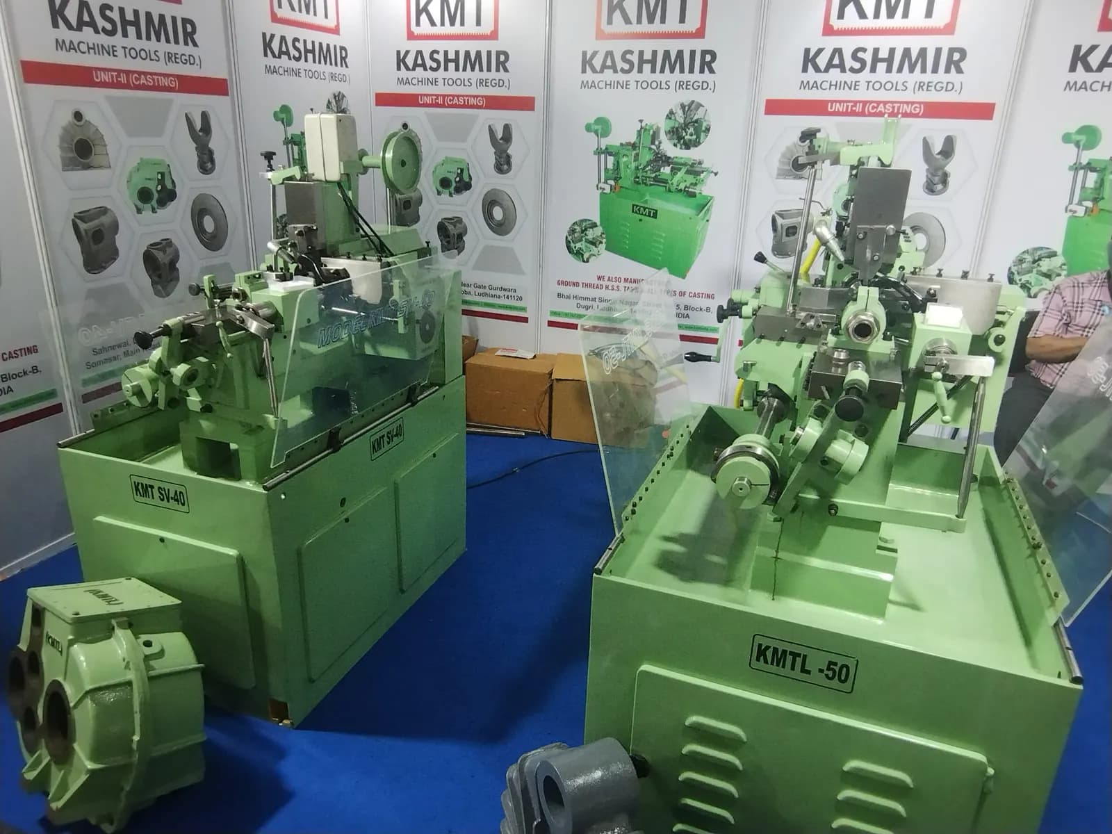 Small conventional machine tools built by an Indian manufacturer on display at IMTEX 2025, Bengaluru