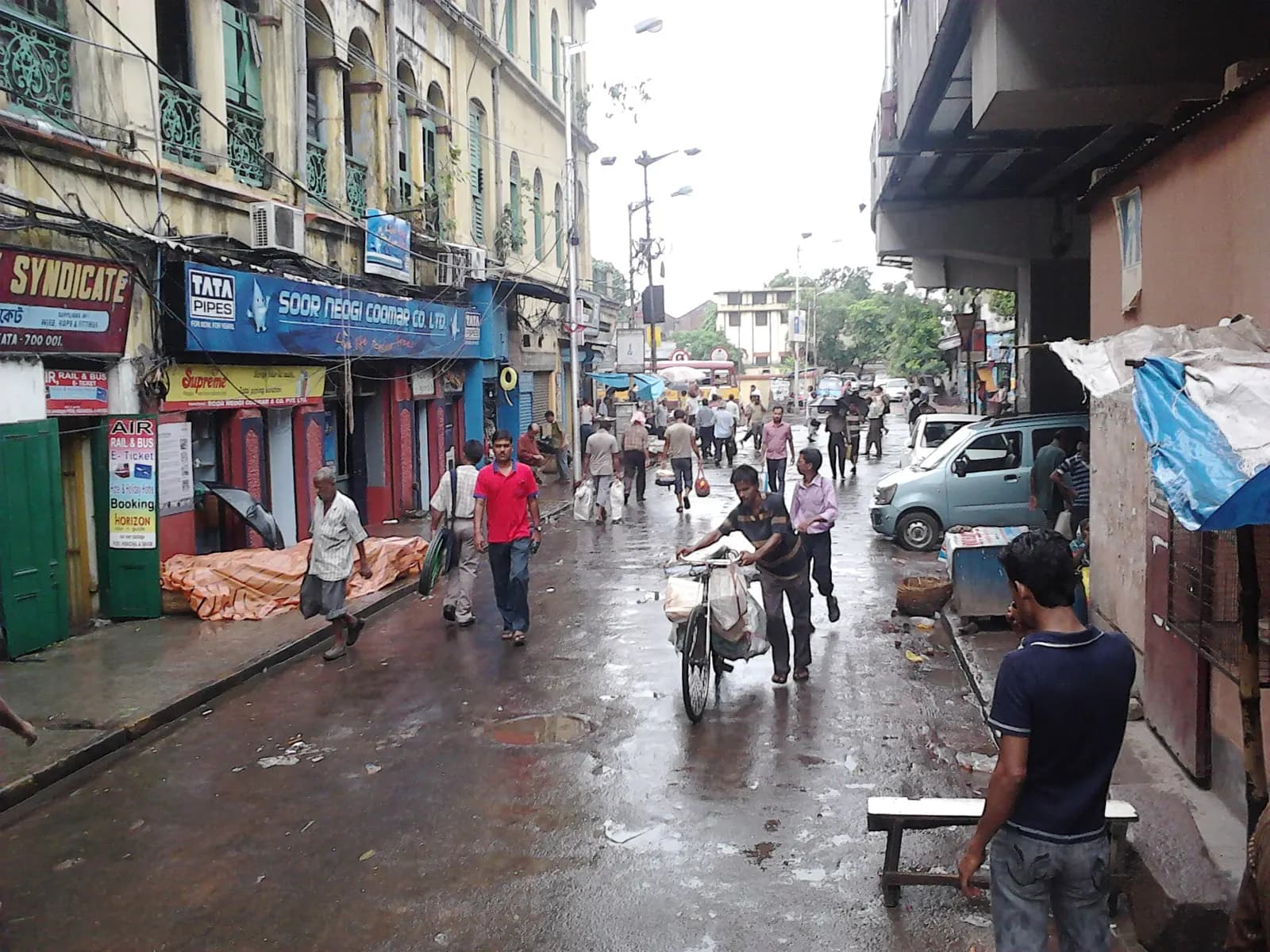 A busy trading street in Burrabazar, Kolkata's wholesale market district