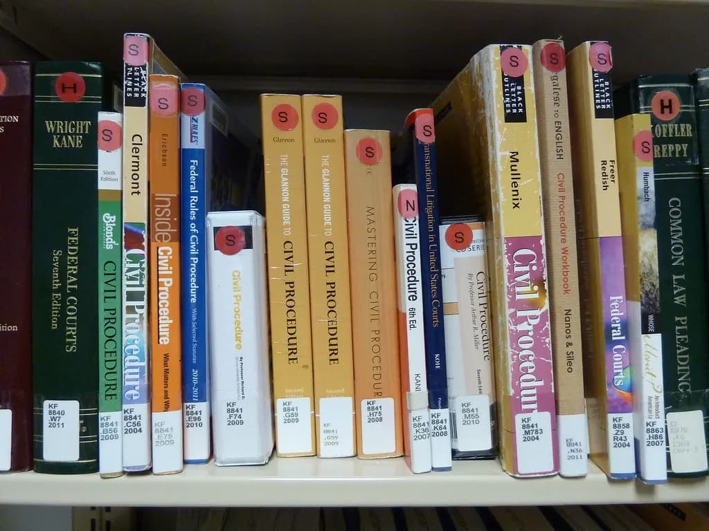 Law books on a library shelf