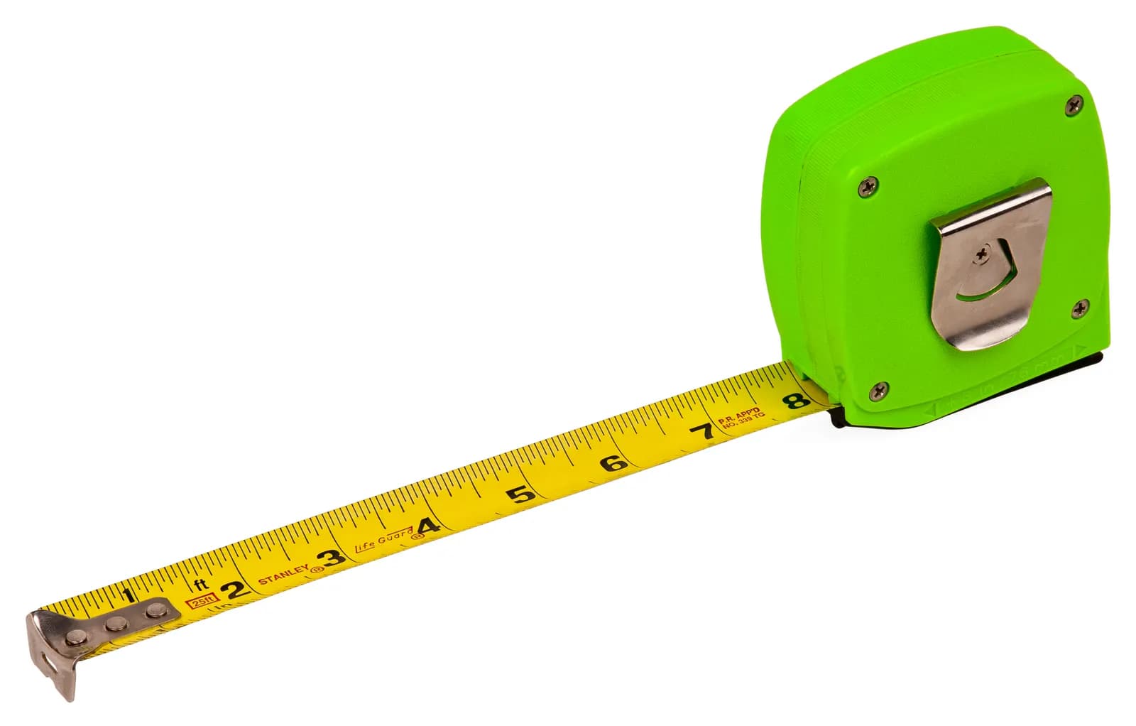 A retractable tape measure, the tool used to check a property's floor area