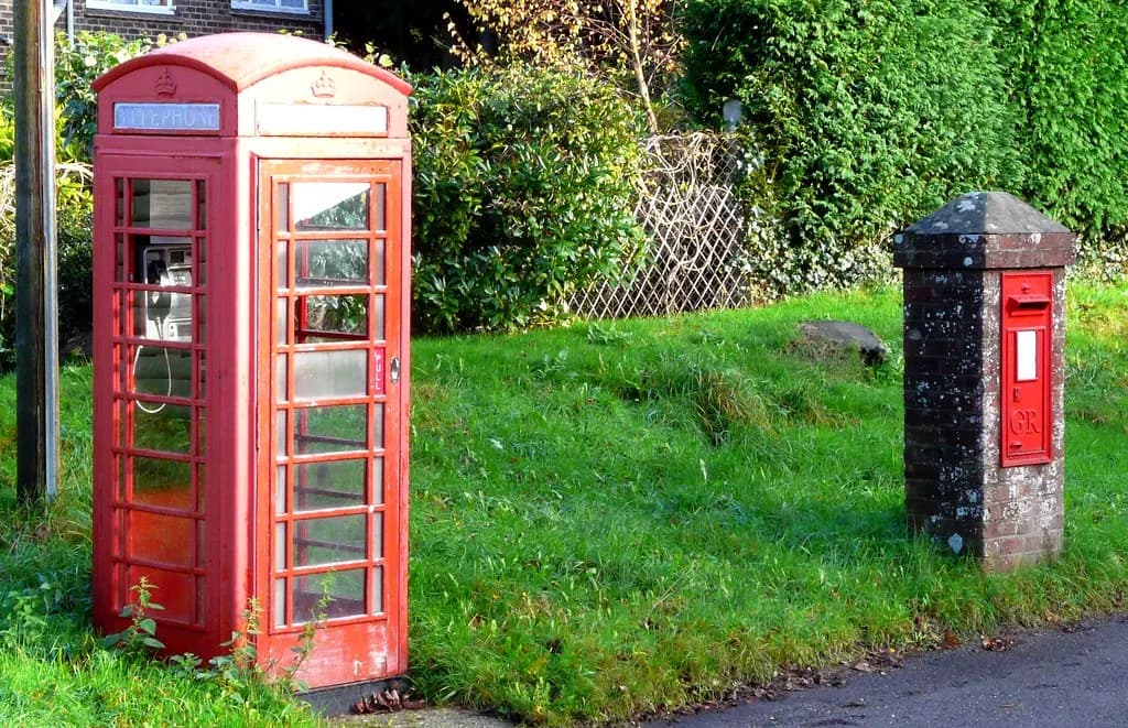 A wall of numbered Post Office boxes in Midhurst, West Sussex