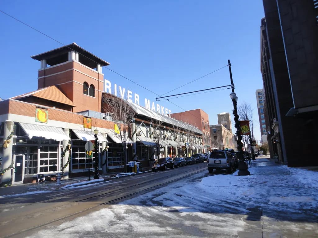 The River Market district in downtown Little Rock, Arkansas