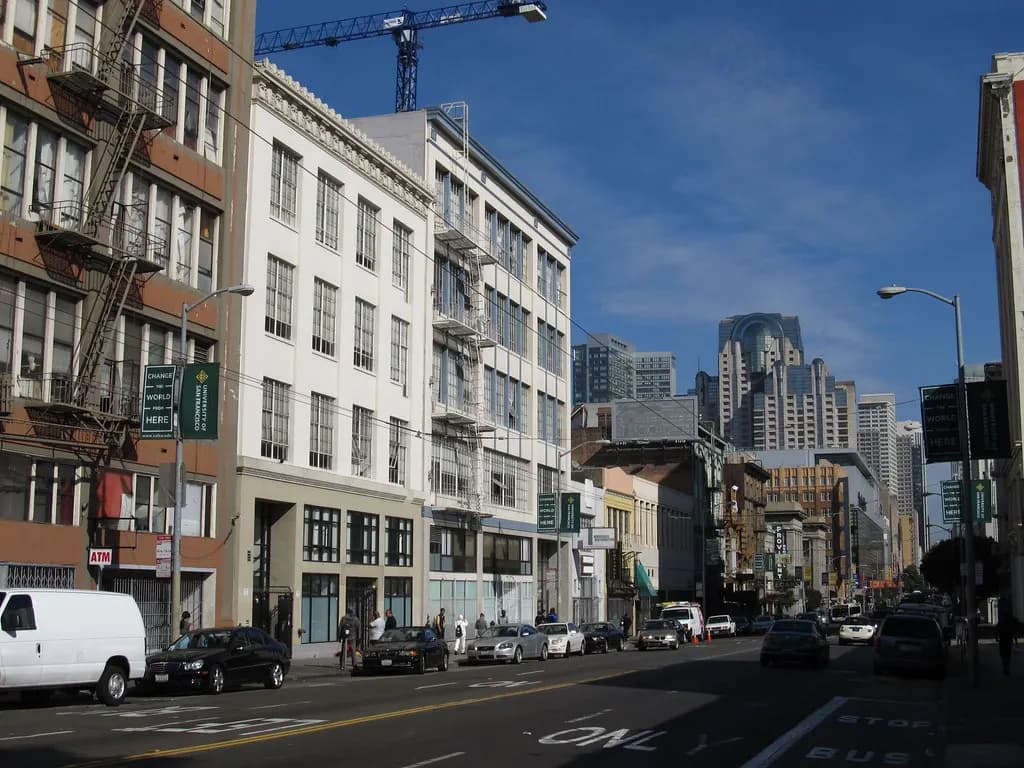 Mission Street in San Francisco's South of Market neighborhood with shops and offices