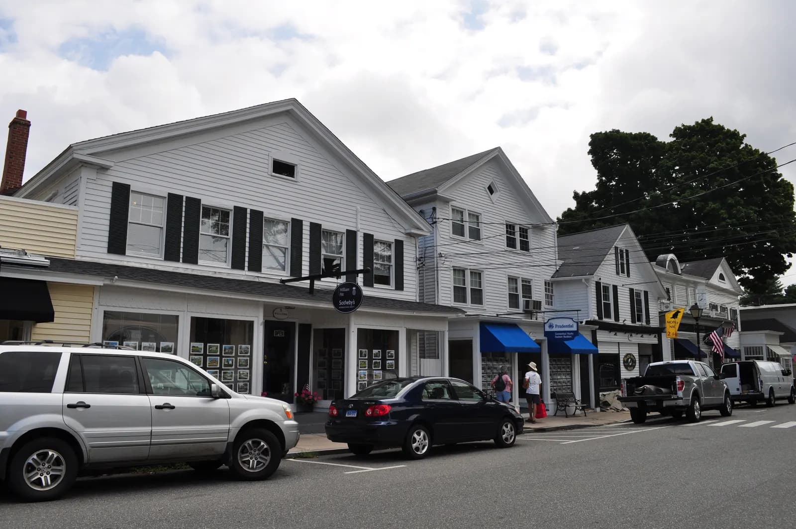 Shops in historic buildings along Main Street in Essex, Connecticut