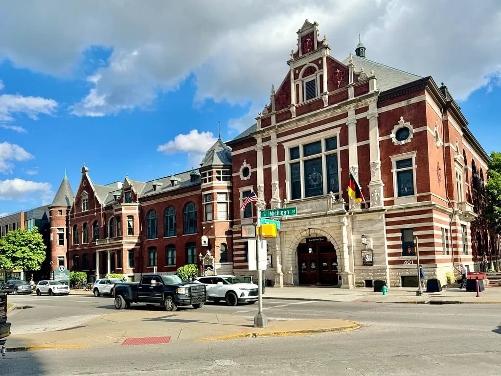 The red-brick Indianapolis Athenaeum (Das Deutsche Haus) on Michigan Street near Massachusetts Avenue in Indianapolis
