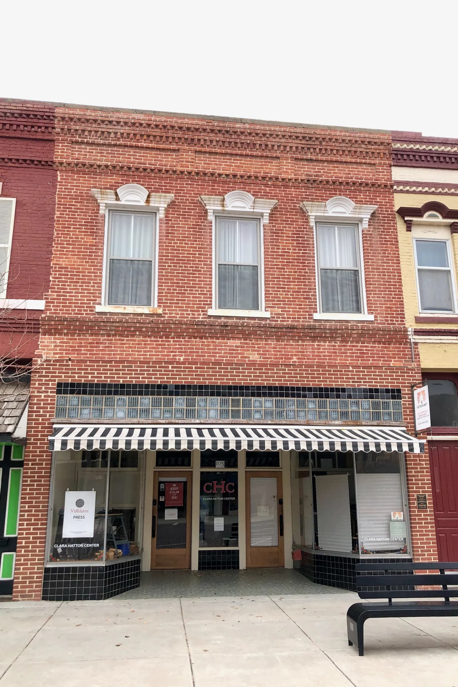 The historic Berquist and Nelson Drugstore Building on Main Street in Lindsborg, Kansas