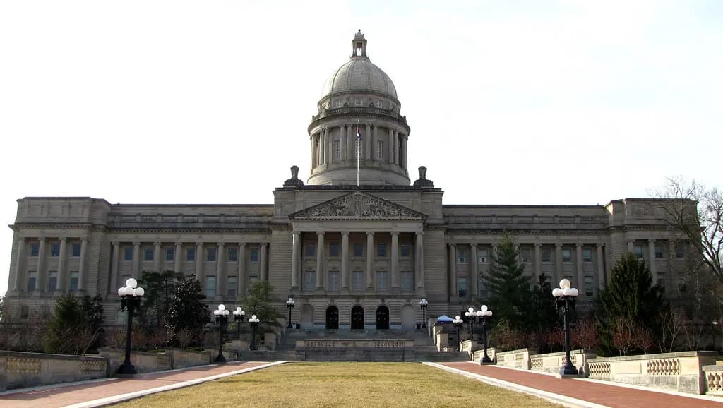 The Kentucky State Capitol in Frankfort, seen from the front lawn