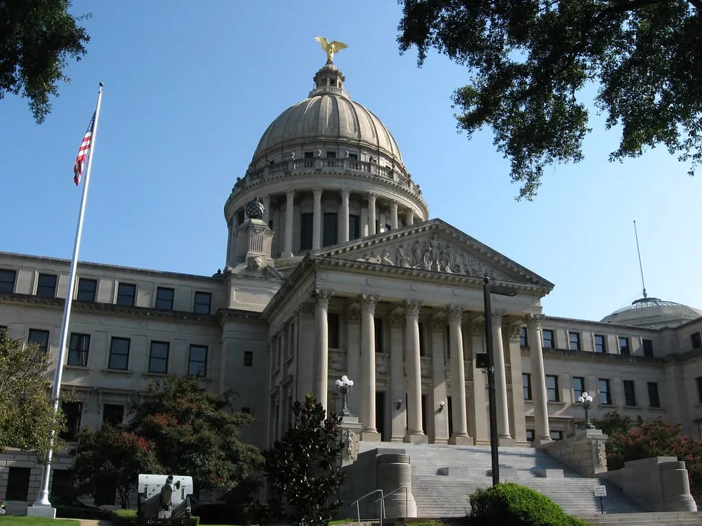 The domed Mississippi State Capitol in Jackson