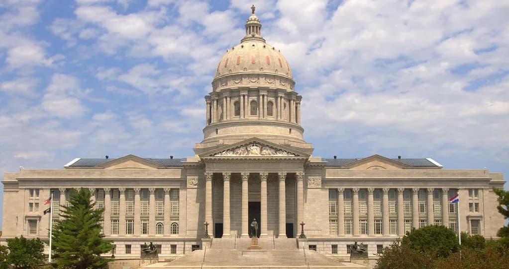 The Missouri State Capitol in Jefferson City with its tall dome