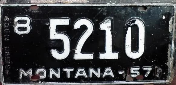 A 1957 Montana vehicle license plate