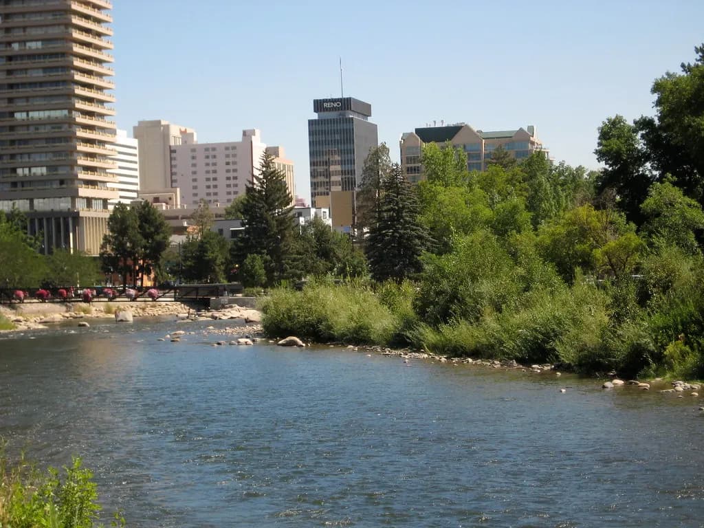 The Truckee River flowing past downtown Reno, Nevada