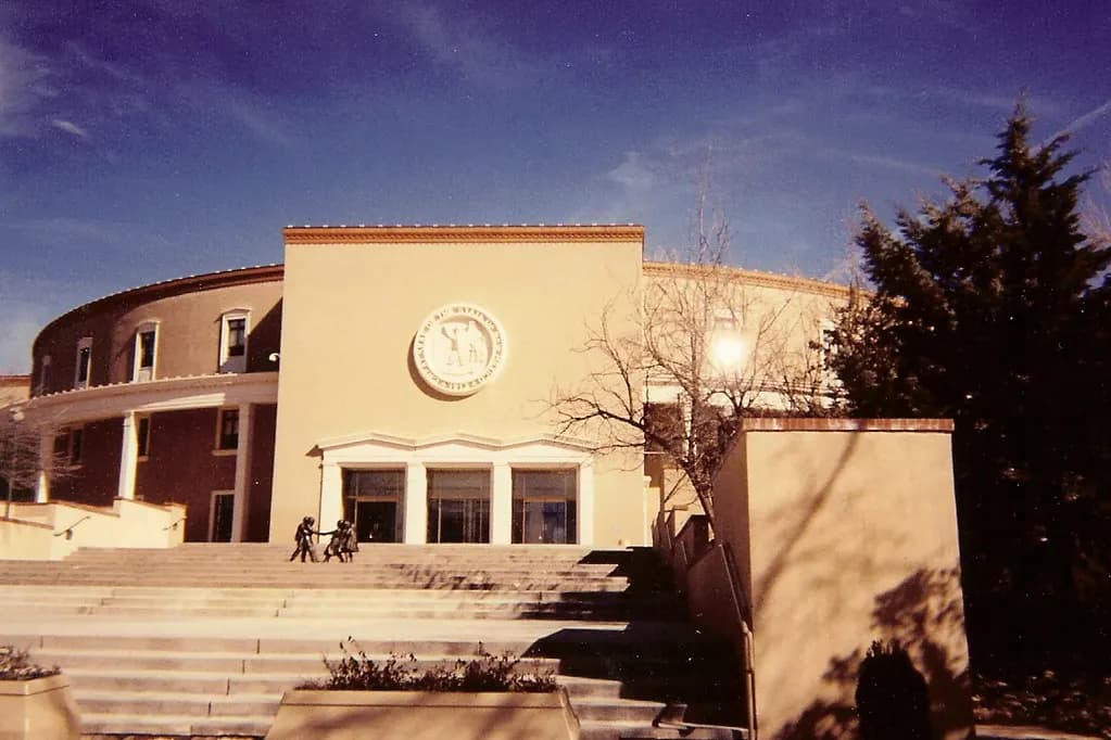 The New Mexico State Capitol, known as the Roundhouse, in Santa Fe