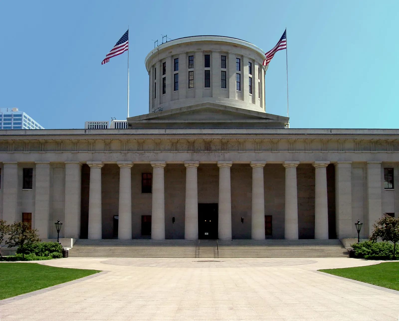 The Ohio Statehouse in Columbus, a Greek Revival capitol with a flat-topped cupola