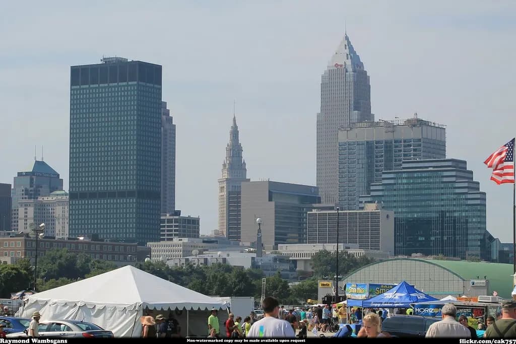 Downtown Cleveland skyline seen across the water