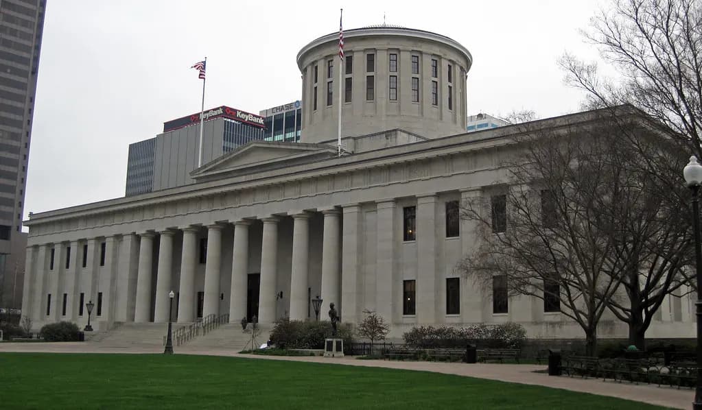 The Ohio Statehouse in downtown Columbus