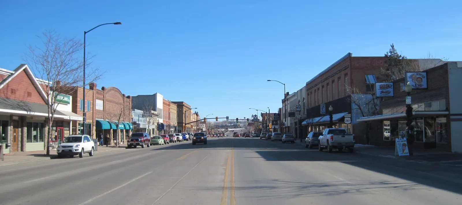 Main Street storefronts in the Lander Downtown Historic District, Wyoming