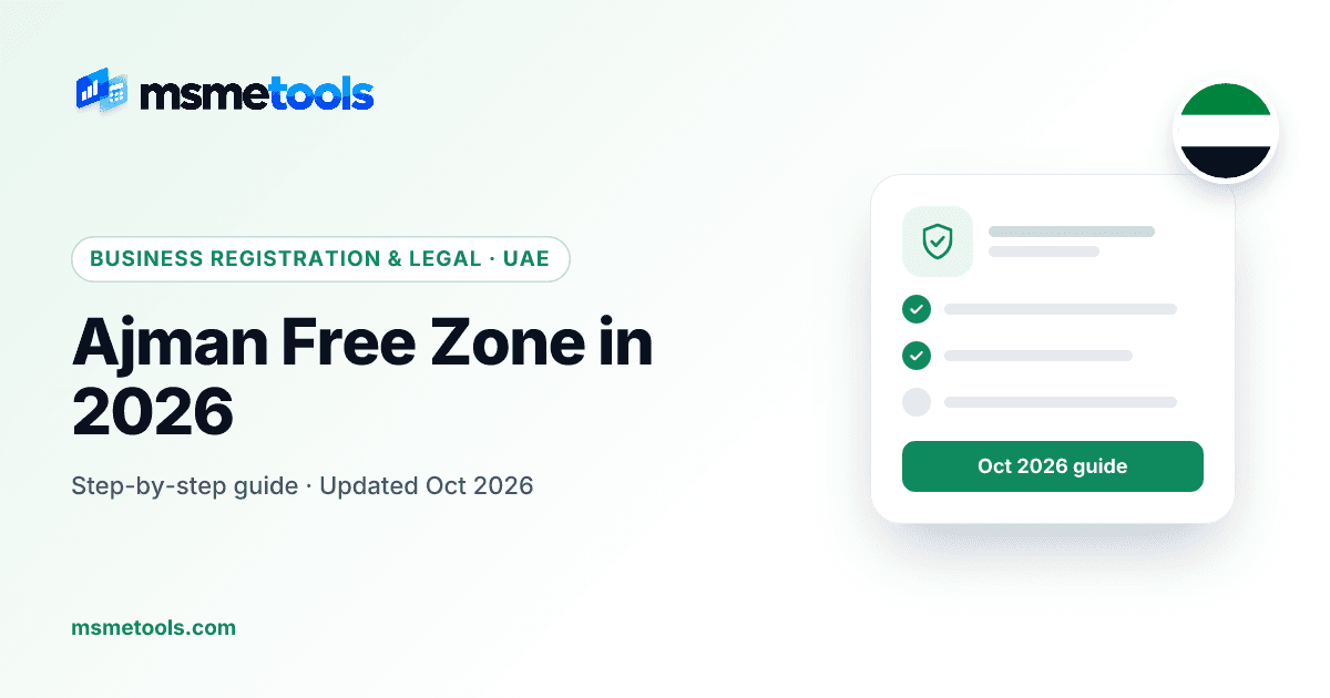 Ajman Free Zone guide — MSMETOOLS guide cover