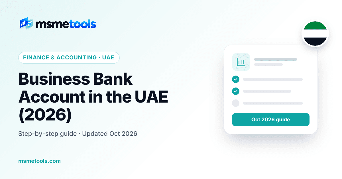 Business bank account in the UAE — MSMETOOLS guide cover