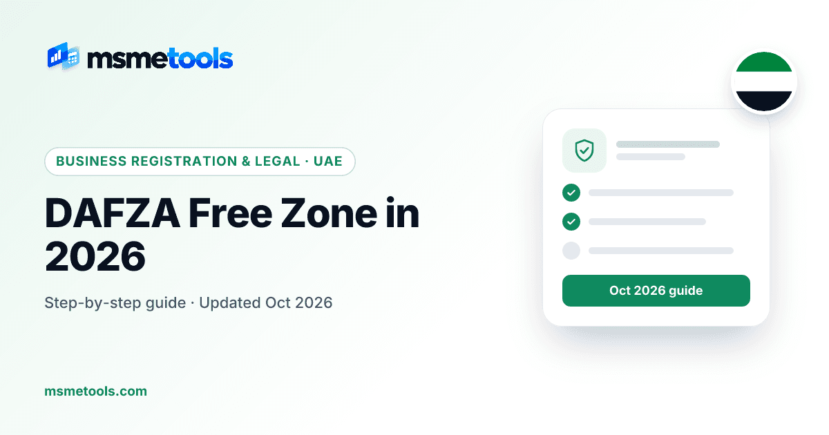 DAFZA free zone guide — MSMETOOLS guide cover