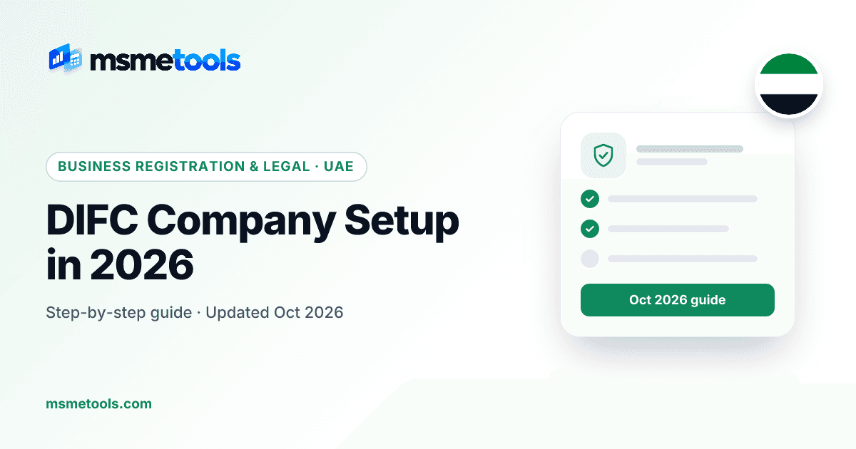 DIFC company setup in Dubai — MSMETOOLS guide cover