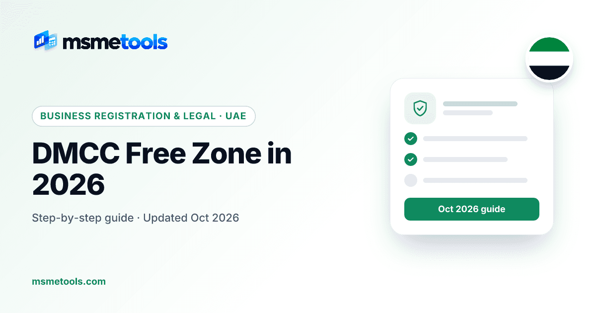 DMCC free zone in Dubai — MSMETOOLS guide cover