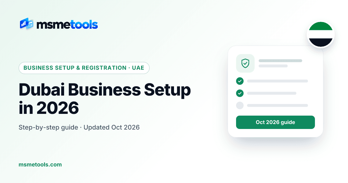 Dubai business setup — MSMETOOLS guide cover