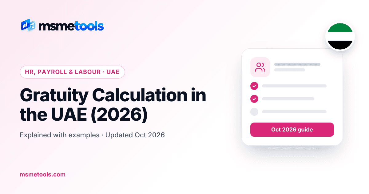 UAE gratuity calculation — MSMETOOLS guide cover