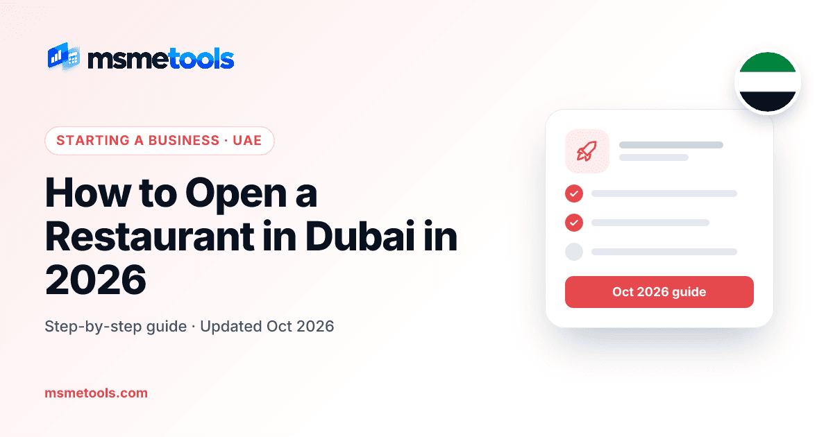 How to open a restaurant in Dubai — MSMETOOLS guide cover