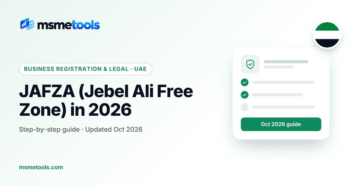 JAFZA Jebel Ali Free Zone guide — MSMETOOLS guide cover