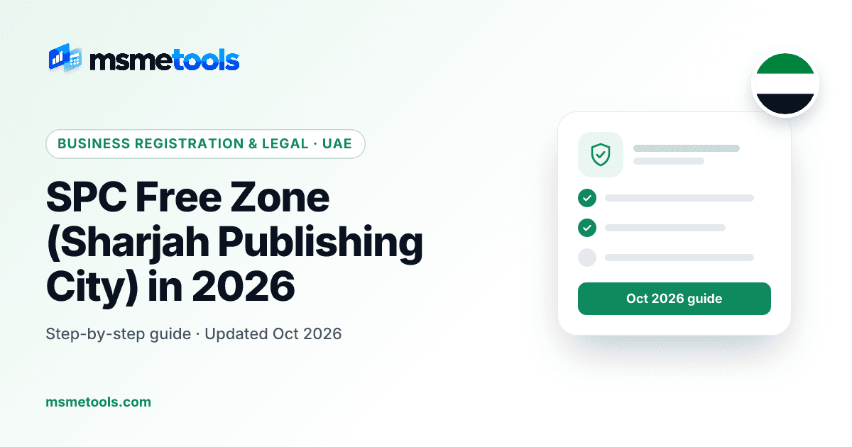 SPC Free Zone Sharjah — MSMETOOLS guide cover