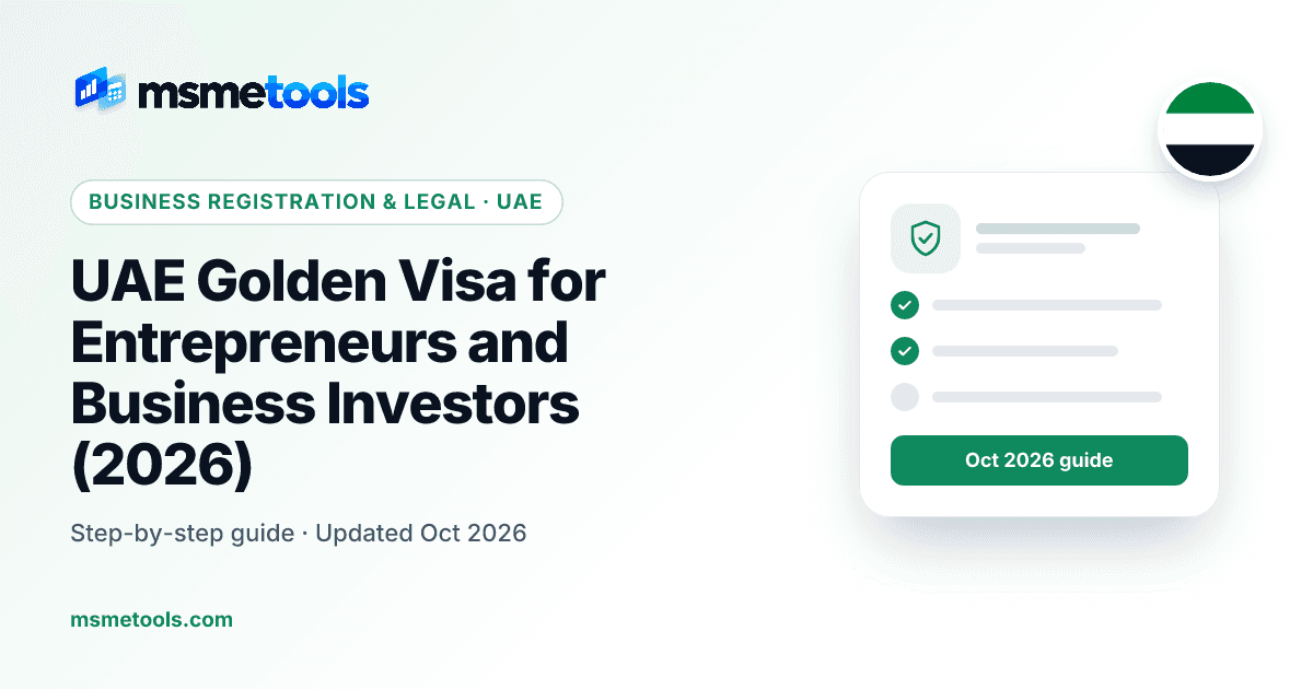 UAE golden visa for entrepreneurs — MSMETOOLS guide cover