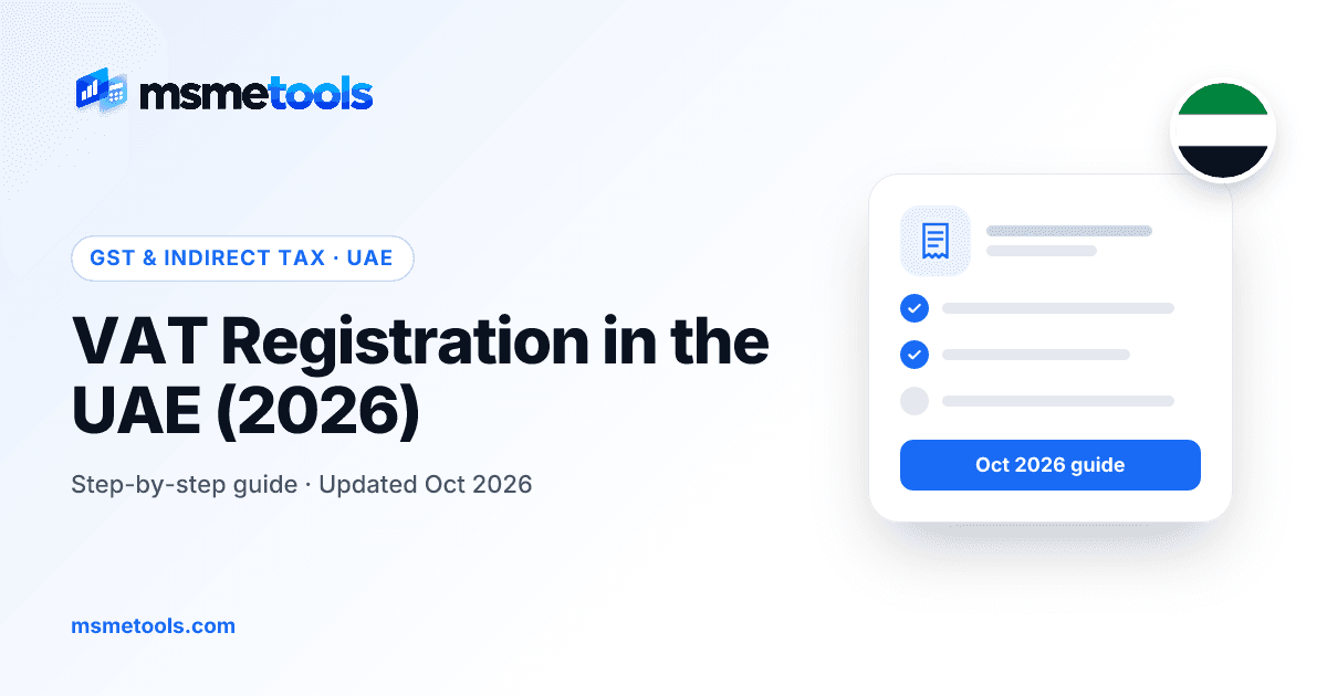 VAT registration in the UAE — MSMETOOLS guide cover