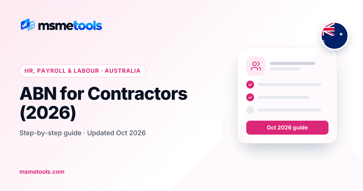 ABN for contractors in Australia — MSMETOOLS guide cover