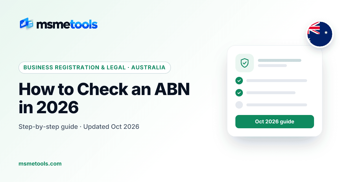 How to check an ABN with ABN Lookup — MSMETOOLS guide cover