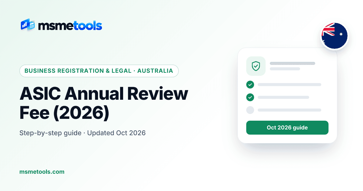 ASIC annual review fee — MSMETOOLS guide cover