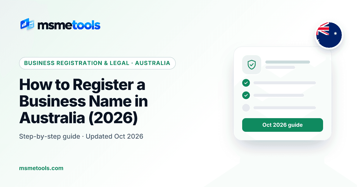 Register a business name in Australia — MSMETOOLS guide cover