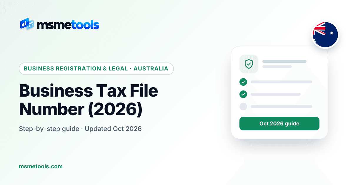 Business tax file number in Australia — MSMETOOLS guide cover