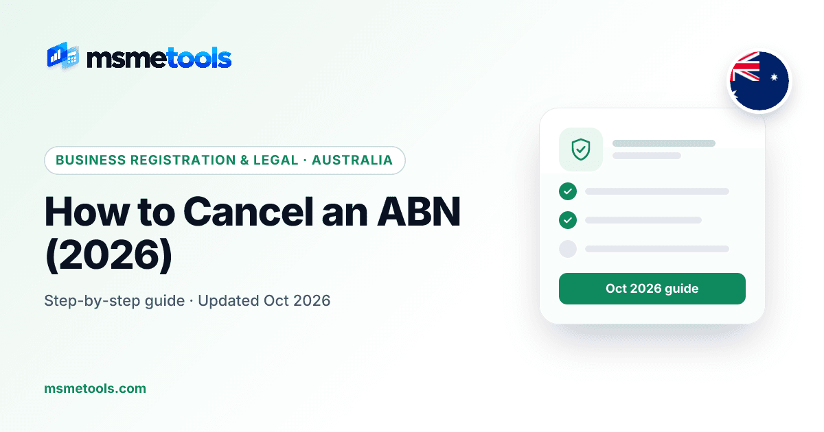 How to cancel an ABN in Australia — MSMETOOLS guide cover