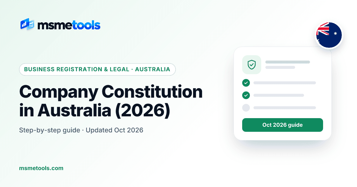 Company constitution in Australia — MSMETOOLS guide cover