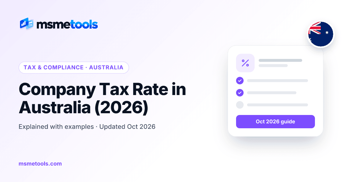 Company tax rate in Australia — MSMETOOLS guide cover