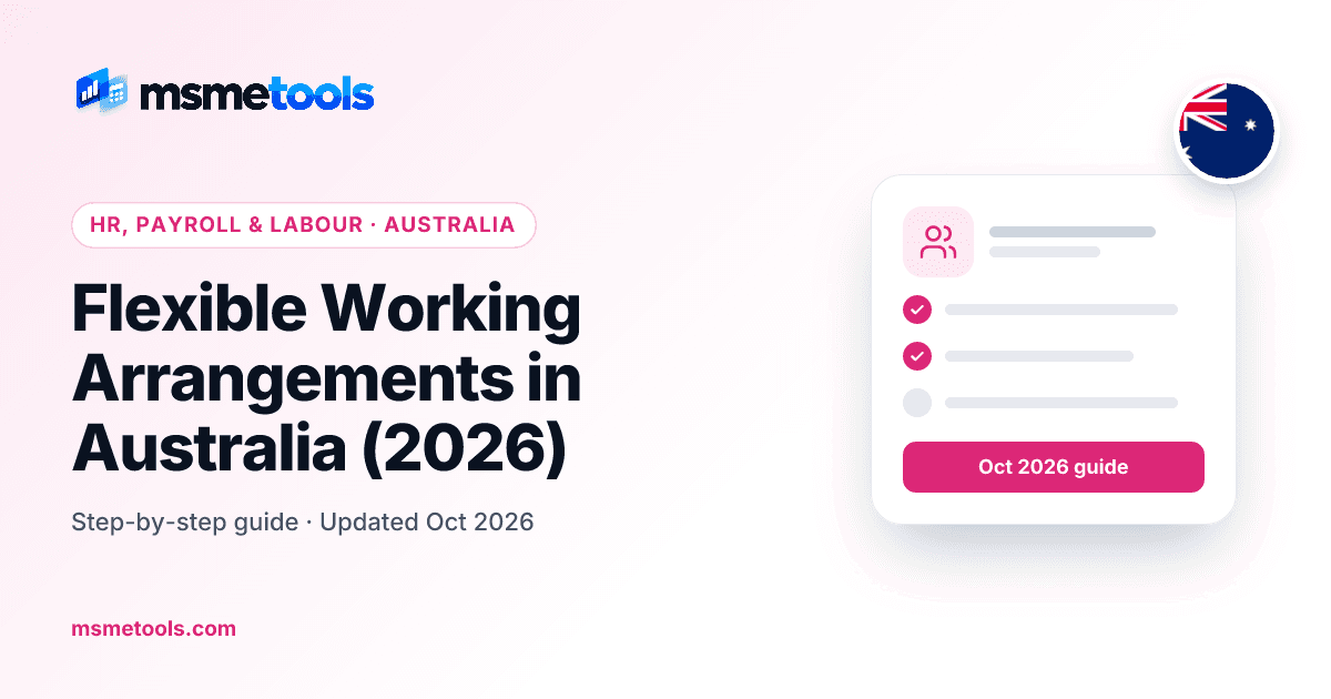 Flexible working arrangements in Australia — MSMETOOLS guide cover