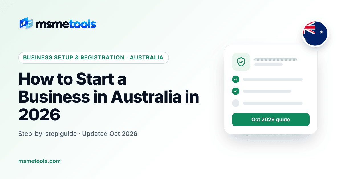 How to start a business in Australia — MSMETOOLS guide cover