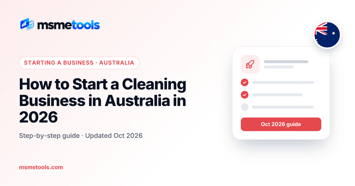 How to start a cleaning business in Australia — MSMETOOLS guide cover